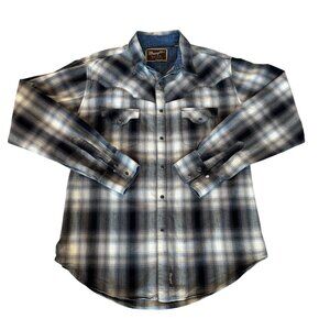 Wrangler Retro Plaid Pearl Snap Shirt Men’s Large Long Sleeve Western Cowboy